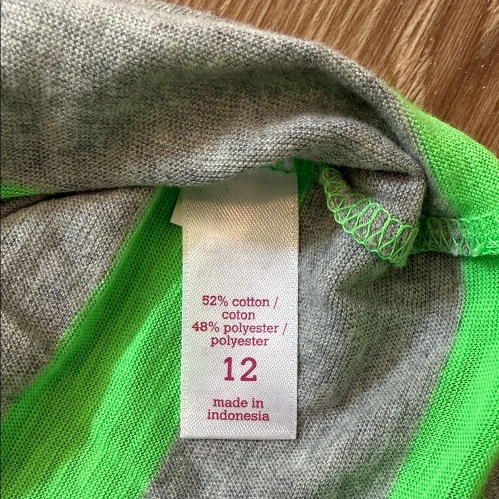 Justice Girls Striped Bright Green and Gray Tank Top, Size 12